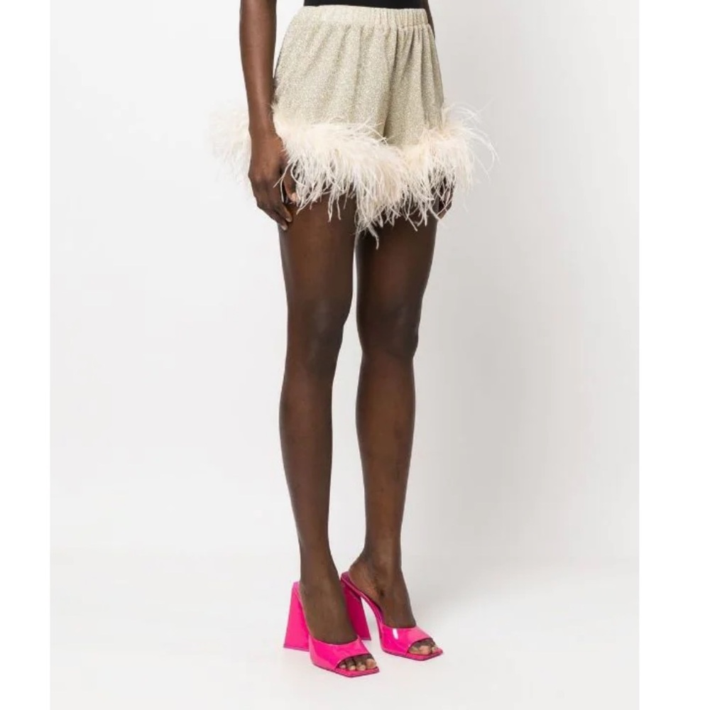 Oseree ostrich-feather metallic short